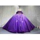 Mumuleo Purple Quinceanera Ball Gown Floor-Length Modern Satin Beading Lace Natural Waist Teenagers Dress