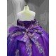 Mumuleo Purple Quinceanera Ball Gown Floor-Length Modern Satin Beading Lace Natural Waist Teenagers Dress