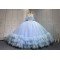 Mumuleo Sky Blue Ball Gown Floor-Length Quinceanera Dress with Chapel Train Modern Satin Lace Ruffles Natural Waist