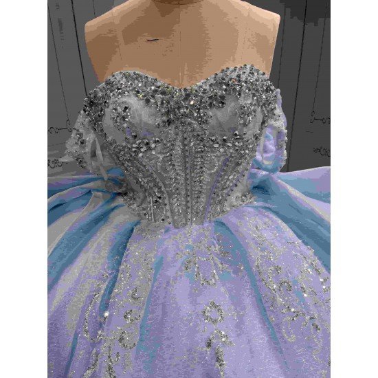 Mumuleo Modest Summer Quinceanera Dress Sweetheart Neckline Off-Shoulder Sleeves Ruffles Crocheted Embroidery Anti-Static