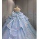 Mumuleo Modest Summer Quinceanera Dress Sweetheart Neckline Off-Shoulder Sleeves Ruffles Crocheted Embroidery Anti-Static