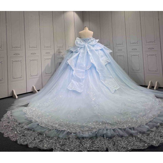 Mumuleo Modest Summer Quinceanera Dress Sweetheart Neckline Off-Shoulder Sleeves Ruffles Crocheted Embroidery Anti-Static