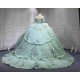 Mumuleo Two in One Sage Green Floor-Length Ball Gown Modern Satin Quinceanera Dresses Flowers Lace Print Knitted Short Sleeves