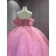 Mumuleo Pink Modern Ball Gown Floor-Length Quinceanera Dresses with Satin Chapel Train Beading & Lace Natural Waistline