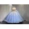 Mumuleo Dusty Blue Floor-Length Ball Gown Modern Satin Lace Beading Natural Waistline Print Quinceanera Dresses