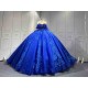 Mumuleo Royal Blue Floor-Length Ball Gown Quinceanera Dresses Chapel Train Modern Satin Print Knitted Lace for Teenagers 2026