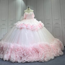 Mumuleo Light Pink Ball Gown Floor-Length Quinceanera Dresses Chapel Train Modern Satin Print Lace Luxury for Teenagers 2026
