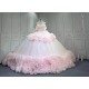 Mumuleo Light Pink Ball Gown Floor-Length Quinceanera Dresses Chapel Train Modern Satin Print Lace Luxury for Teenagers 2026