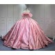 Mumuleo Luxury Mauve Pink Quinceanera Ball Gown Floor-Length Dresses 2026 Modern Chapel Train Satin Knitted Print