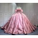 Mumuleo Luxury Mauve Pink Quinceanera Ball Gown Floor-Length Dresses 2026 Modern Chapel Train Satin Knitted Print