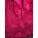 Mumuleo Fuchsia Quinceanera Ball Gown Floor-Length Modern Satin Chapel Train Lace Print Natural Waist Dresses for Teenagers 2026