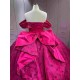 Mumuleo Fuchsia Quinceanera Ball Gown Floor-Length Modern Satin Chapel Train Lace Print Natural Waist Dresses for Teenagers 2026