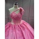 Mumuleo Pink Quinceanera Ball Gown Floor-Length Modern Satin Chapel Train Natural Waistline Knitted Dresses 2026