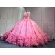 Mumuleo Pink Quinceanera Ball Gown Floor-Length Modern Satin Chapel Train Natural Waistline Knitted Dresses 2026