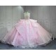 Mumuleo Princess Pink Quinceanera Floor-Length Ball Gown Chapel Train Modern Satin Print Knitted Dresses 2026