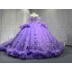 Mumuleo Lavender Ball Gown Floor-Length Quinceanera Dresses Chapel Modern Satin Lace Print Natural Waist for Teenagers 2026