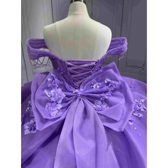 Mumuleo Lavender Ball Gown Floor-Length Quinceanera Dresses Chapel Modern Satin Lace Print Natural Waist for Teenagers 2026