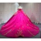 Mumuleo Fuchsia Quinceanera Ball Gown Floor-Length Modern Satin Lace Chapel Train Natural Waist Print Dresses 2026