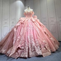 Mumuleo Rose Pink Sweetheart Sweep Train Luxury Floral Print Satin Modest Quinceanera Dresses 2026