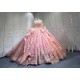 Mumuleo Rose Pink Sweetheart Sweep Train Luxury Floral Print Satin Modest Quinceanera Dresses 2026