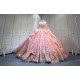 Mumuleo Rose Pink Sweetheart Sweep Train Luxury Floral Print Satin Modest Quinceanera Dresses 2026