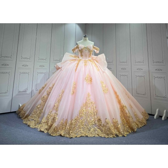 Mumuleo Blush Pink Quinceanera Ball Gown Floor-Length Chapel Train Modern Satin Lace Print Teenagers Dresses 2026