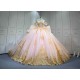Mumuleo Blush Pink Quinceanera Ball Gown Floor-Length Chapel Train Modern Satin Lace Print Teenagers Dresses 2026