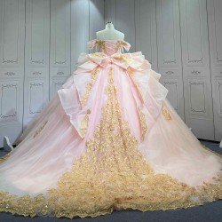 Mumuleo Blush Pink Quinceanera Ball Gown Floor-Length Chapel Train Modern Satin Lace Print Teenagers Dresses 2026