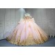 Mumuleo Blush Pink Quinceanera Ball Gown Floor-Length Chapel Train Modern Satin Lace Print Teenagers Dresses 2026