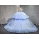 Mumuleo Sky Blue Modern Ball Gown Floor-Length Quinceanera Dresses with Satin Lace Chapel Train and Natural Waist 2026
