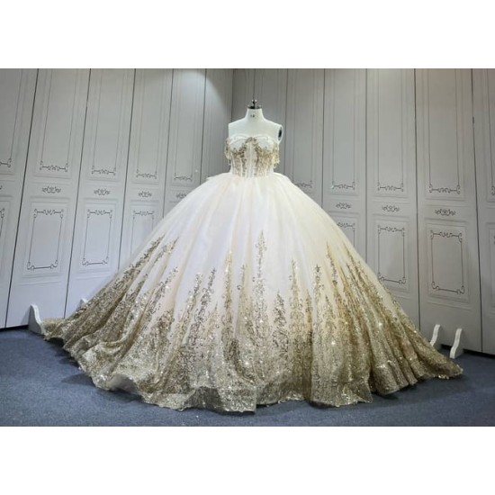 Mumuleo Champagne Quinceanera Floor-Length Ball Gown Chapel Train Modern Satin Lace Print Natural Waist Teenagers Dress 2026