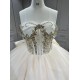 Mumuleo Champagne Quinceanera Floor-Length Ball Gown Chapel Train Modern Satin Lace Print Natural Waist Teenagers Dress 2026