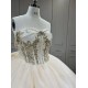 Mumuleo Champagne Quinceanera Floor-Length Ball Gown Chapel Train Modern Satin Lace Print Natural Waist Teenagers Dress 2026