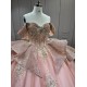 Mumuleo Blush Pink Quinceanera Ball Gown Floor-Length Chapel Train Modern Satin Lace Natural Waist Dress 2026