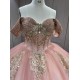 Mumuleo Blush Pink Quinceanera Ball Gown Floor-Length Chapel Train Modern Satin Lace Natural Waist Dress 2026
