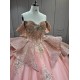 Mumuleo Blush Pink Quinceanera Ball Gown Floor-Length Chapel Train Modern Satin Lace Natural Waist Dress 2026