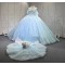 Mumuleo Sky Blue Quinceanera Ball Gown Floor-Length Dress with Big Bowtie Chapel Train Modern Satin Lace Design for Teenagers