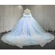 Mumuleo Sky Blue Quinceanera Ball Gown Floor-Length Dress with Big Bowtie Chapel Train Modern Satin Lace Design for Teenagers
