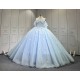 Mumuleo Sky Blue Quinceanera Ball Gown Floor-Length Dress with Big Bowtie Chapel Train Modern Satin Lace Design for Teenagers