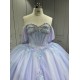 Mumuleo Periwrinkle Quinceanera Ball Gown Floor-Length Modern Satin Chapel Train Lace Print Natural Waist for Teenagers 2026