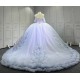 Mumuleo Periwrinkle Quinceanera Ball Gown Floor-Length Modern Satin Chapel Train Lace Print Natural Waist for Teenagers 2026