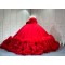 Mumuleo Red Quinceanera Ball Gown Floor-Length Chapel Train Modern Satin Lace Natural Waist Print Teenagers 2026