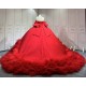 Mumuleo Red Quinceanera Ball Gown Floor-Length Chapel Train Modern Satin Lace Natural Waist Print Teenagers 2026