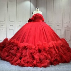 Mumuleo Red Quinceanera Ball Gown Floor-Length Chapel Train Modern Satin Lace Natural Waist Print Teenagers 2026