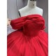 Mumuleo Red Quinceanera Ball Gown Floor-Length Chapel Train Modern Satin Lace Natural Waist Print Teenagers 2026