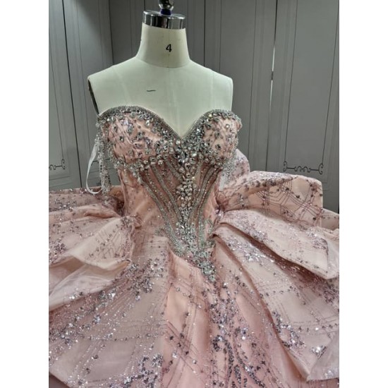 Mumuleo Rose Gold Ball Gown Floor-Length Quinceanera Dress Chapel Train Modern Satin Lace Print Natural Waist for Teenagers 2026