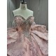 Mumuleo Rose Gold Ball Gown Floor-Length Quinceanera Dress Chapel Train Modern Satin Lace Print Natural Waist for Teenagers 2026