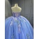 Mumuleo Periwinkle Ball Gown Floor-Length Quinceanera Dress Chapel Modern Satin Lace Print Natural Waist for Teenagers 2026