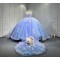 Mumuleo Periwinkle Ball Gown Floor-Length Quinceanera Dress Chapel Modern Satin Lace Print Natural Waist for Teenagers 2026