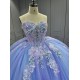 Mumuleo Periwinkle Ball Gown Floor-Length Quinceanera Dress Chapel Modern Satin Lace Print Natural Waist for Teenagers 2026